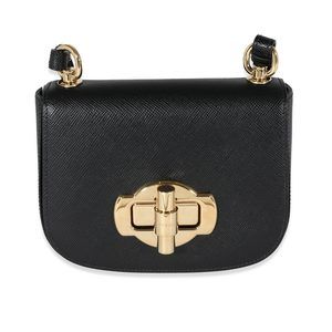 Prada Black Saffiano Leather Saddle Crossbody